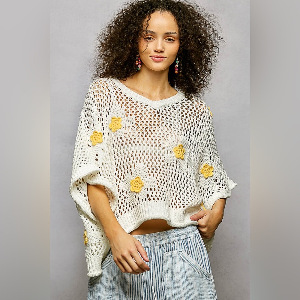 POL “ Daisy Dreams “ Crochet Sweater Top | Buttercup - Picture 7 of 9